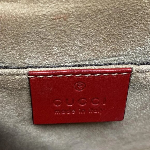 Authentic GUCCI Sylvie Mini Red Navy Leather Shoulder Bag br492-120725 - Picture 14 of 16